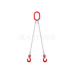 Élingue câble de levage à 2 brins avec crochet automatique à œil, produit du Groupe KREMER