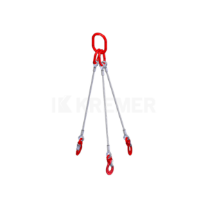 Élingue câble de levage à 3 brins avec crochet automatique à œil, produit du Groupe KREMER