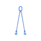 Élingue chaîne de levage 2 brins GRADE 100 avec maille de tête, maille de jonction et crochet à œil à linguet, image 3D Groupe KREMER