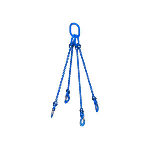 Élingue chaîne de levage 4 brins GRADE 100 avec maille de tête, maille de jonction et crochet à œil à linguet, image 3D Groupe KREMER